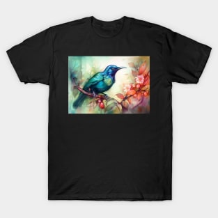 Watercolour bird on a branch T-Shirt